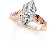Marquise Vintage Vine Solitaire Engagement Ring Setting | Milgrain Leaves | Rose Gold