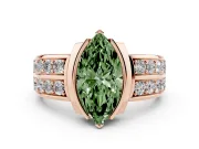 Marquise Half Bezel Engagement Ring Setting for a Fancy Green Lab-Grown Diamond | Double Row Channel Band | Rose Gold