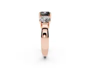 Cushion Cut Three Stone Engagement Ring Setting for a Black Center | Round Side Stones | Rose Gold