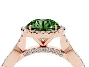 Round Halo Engagement Ring Setting for a Fancy Green Lab-Grown Diamond | Pavé Twist Band | Rose Gold