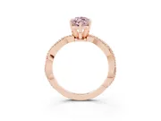 Fancy Pink Marquise Cut Diamond Solitaire Ring Set in Rose gold with Twisted Band and Bead Prong Setting
