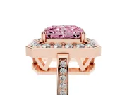 Radiant Cut Halo Engagement Ring Setting for a Fancy Pink Lab-Grown Diamond | Polished Halo Rim | Rose Gold