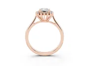 Emerald Cut Diamond Halo Ring Set in Rose gold with Plain Solitaire Band and Prong Setting