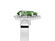 Pear-Shaped Halo Engagement Ring Setting for a Fancy Green Lab-Grown Diamond | Pavé Panel Shoulders | Platinum