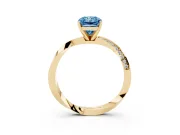 Radiant Cut Twisted Pave Engagement Ring Setting for a Fancy Blue Lab-Grown Diamond | Ribbon Band | Yellow Gold