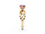 Princess Cut Loop Engagement Ring Setting for a Fancy Pink Lab-Grown Diamond | Yellow Gold
