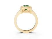 Cushion Cut Milgrain Halo Engagement Ring Setting for a Fancy Green Lab-Grown Diamond | Yellow Gold
