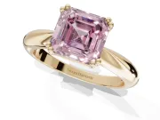 Princess Cut Tapered Solitaire Engagement Ring Setting for a Fancy Pink Lab-Grown Diamond | Yellow Gold