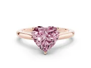 Fancy Pink Heart Cut Diamond Solitaire Ring Set in Rose gold with Cathedral Band and Prong Setting