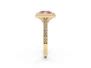 Princess Cut Vintage Milgrain Halo Engagement Ring Setting for a Fancy Pink Lab-Grown Diamond | Bezel Head | Yellow Gold