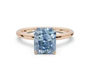 Radiant Cut Hidden Halo Ring Setting for a Fancy Blue Lab-Grown Diamond | Rose Gold