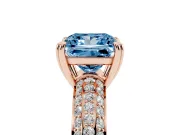 Princess Cut Three Row Pave Engagement Ring Setting for a Fancy Blue Lab-Grown Diamond | Rose Gold