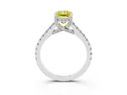 Radiant Cut Hidden Halo Engagement Ring Setting for a Fancy Yellow Lab-Grown Diamond | Claw Prongs | Sterling Silver
