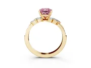 Radiant Cut Floral Engagement Ring Setting for a Fancy Pink Lab-Grown Diamond | Marquise Side Stones | Yellow Gold
