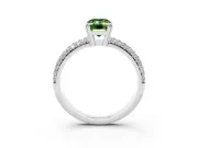 Emerald Cut Three Row Pave Engagement Ring Setting for a Fancy Green Lab-Grown Diamond | Double Claws | Sterling Silver