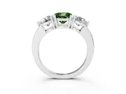 Round Three Stone Engagement Ring Setting for a Fancy Green Lab-Grown Diamond | Large Round Side Stones | Platinum