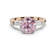 Round Tapered Baguette Engagement Ring Setting for a Fancy Pink Lab-Grown Diamond | Rose Gold