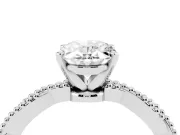 Oval Twisted Solitaire Engagement Ring Setting | Beaded Twist Band | Platinum