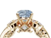 Cushion Cut Swirl Engagement Ring Setting for a Fancy Blue Lab-Grown Diamond | Yellow Gold