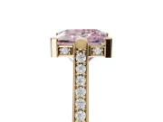 Princess Cut Vintage Cathedral Engagement Ring Setting for a Fancy Pink Lab-Grown Diamond | Carved Band | Yellow Gold
