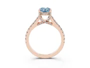 Oval Hidden Halo Pave Engagement Ring Setting for a Fancy Blue Lab-Grown Diamond | Claw Prongs | Rose Gold