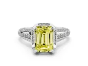 Emerald Cut Engagement Ring Setting for a Fancy Yellow Lab-Grown Diamond | Sterling Silver - Design NV-24760