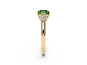 Princess Cut 5 Stone Engagement Ring Setting for a Fancy Green Lab-Grown Diamond | Yellow Gold