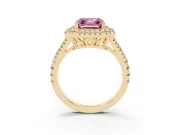 Asscher Cut Halo Engagement Ring Setting for a Fancy Pink Lab-Grown Diamond | Yellow Gold - Design NV-24799