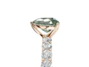 Heart-Shaped Shared Prong Engagement Ring Setting for a Fancy Green Lab-Grown Diamond | Rose Gold