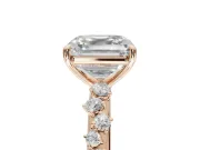 Asscher Cut Solitaire Engagement Ring Setting | Graduated Scattered Accents | Rose Gold