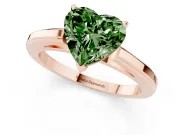 Fancy Green Heart Cut Diamond Solitaire Ring Set in Rose gold with Prong Setting and Classic Band