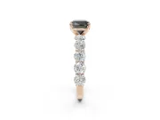 Cushion Cut Side Stone Engagement Ring Setting for a Black Center | Rose Gold