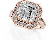 Asscher Cut Halo Engagement Ring Setting | Polished Halo Rim | Rose Gold