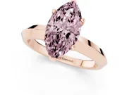 Fancy Pink Marquise Cut Diamond Solitaire Engagement Ring Set in Rose gold with Flat Band and Prong Setting