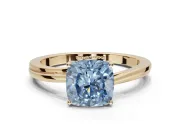 Cushion Cut Bypass Solitaire Engagement Ring Setting for a Fancy Blue Lab-Grown Diamond | Yellow Gold