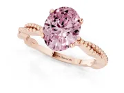 Oval Twisted Engagement Ring Setting for a Fancy Pink Lab-Grown Diamond | Beaded Twist | Rose Gold