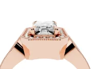 Emerald Cut Vintage Milgrain Halo Engagement Ring Setting | Open Loop Pave Shoulders | Rose Gold