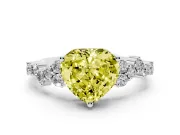 Heart-Shaped Accented Engagement Ring Setting for a Fancy Yellow Lab-Grown Diamond | White Gold