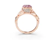 Heart-Shaped Leaf Bypass Engagement Ring Setting for a Fancy Pink Lab-Grown Diamond | Rose Gold