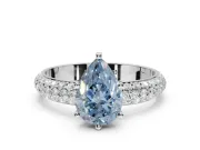 Pear-Shaped Domed Pavé Engagement Ring Setting for a Fancy Blue Lab-Grown Diamond | Sterling Silver