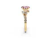 Fancy Pink Oval Cut Diamond Solitaire Ring Set in Yellow gold with Marquise Twist Band and Prong Setting