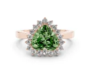 Fancy Green Heart Cut Diamond Halo Ring Set in Rose gold with Round Halo and Smooth Solitaire Band