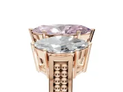 Marquise Three Stone Engagement Ring Setting for a Fancy Pink Lab-Grown Diamond | Beaded Shoulders | Rose Gold