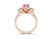Cushion Cut Three-Stone Engagement Ring Setting for a Fancy Pink Lab-Grown Diamond | Rose Gold