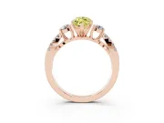 Fancy Yellow Marquise Cut Diamond Three-Stone Ring Set in Rose gold with Pavé Split Shank and Prong Setting