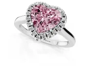 Heart-Shaped Halo Engagement Ring Setting for a Fancy Pink Lab-Grown Diamond | Flat Tapered Band | White Gold