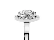 Round Cut Diamond Halo Ring Set in White gold with Solitaire Band and Prong Setting