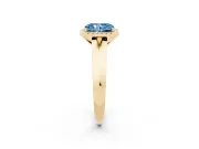 Fancy Blue Radiant Cut Diamond Halo Ring Set in Yellow gold with Cathedral Band and Prong Setting
