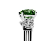 Heart-Shaped Three Stone Engagement Ring Setting for a Fancy Green Lab-Grown Diamond | Plain Squared Band | White Gold