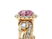 Round Vintage Halo Engagement Ring Setting for a Fancy Pink Lab-Grown Diamond | Yellow Gold